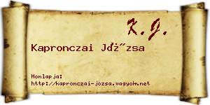 Kapronczai Józsa névjegykártya